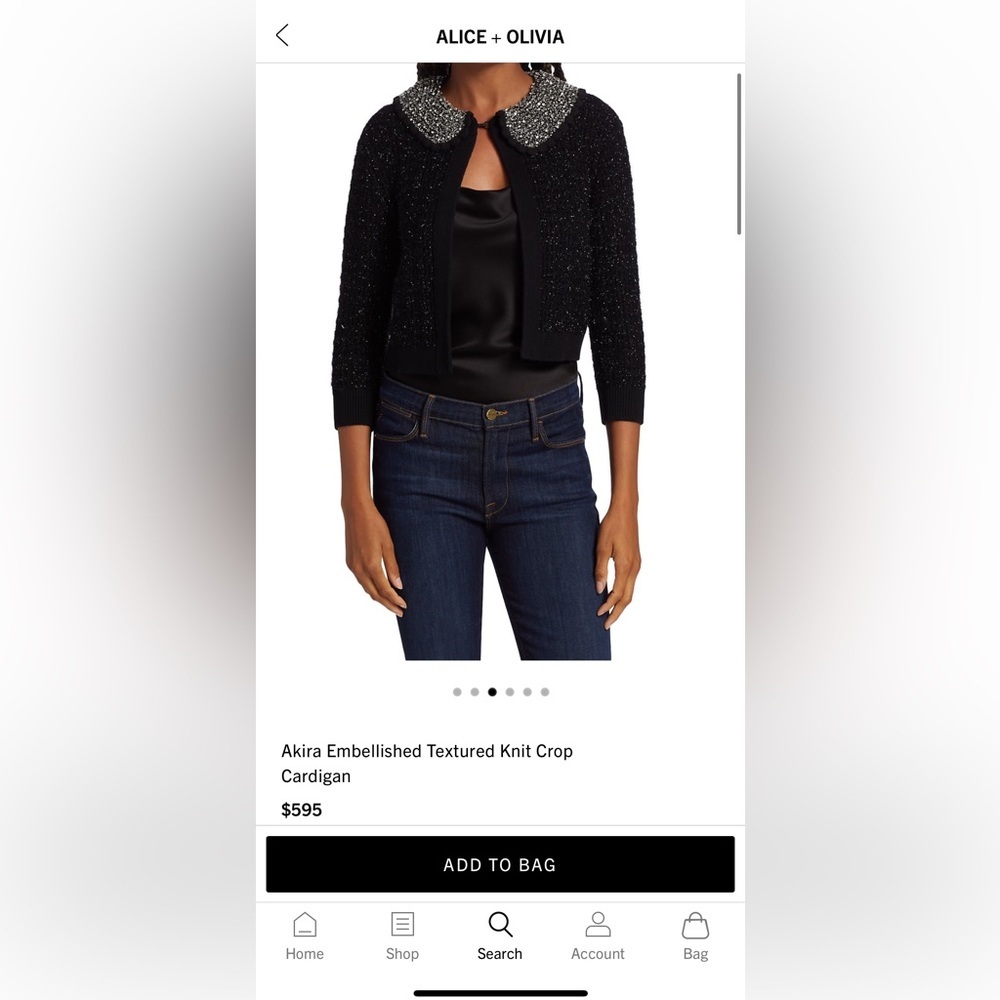 Alice+Olivia Akira Embellished Textured Knit Crop Cardigan
